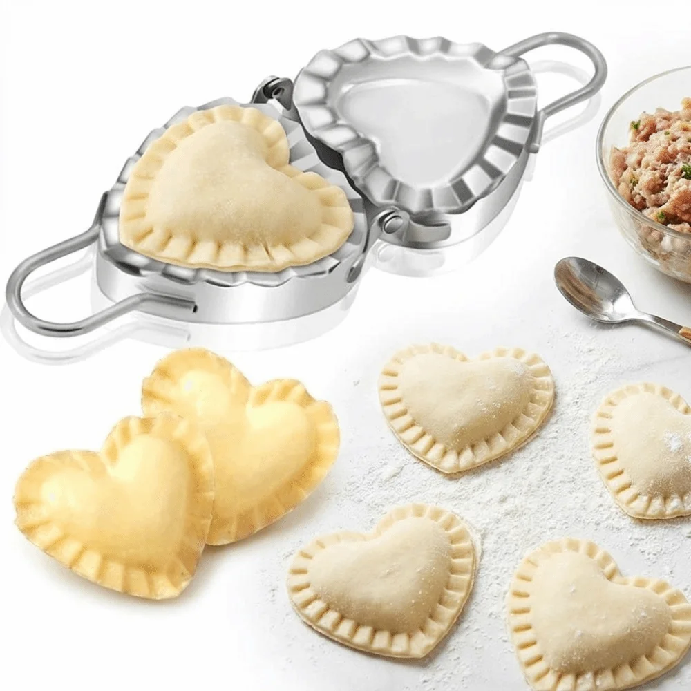 Stainless Steel Heart Shaped Dumpling Maker Folding Crimped Edge Dumpling Press Mold Rust-proof Comfortable Grip