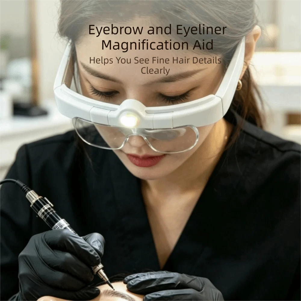 With Light LED Magnifying Glass Hands Free Head Mounted Head-Mounted Magnifier USB Rechargeable Headband Magnifier Welding