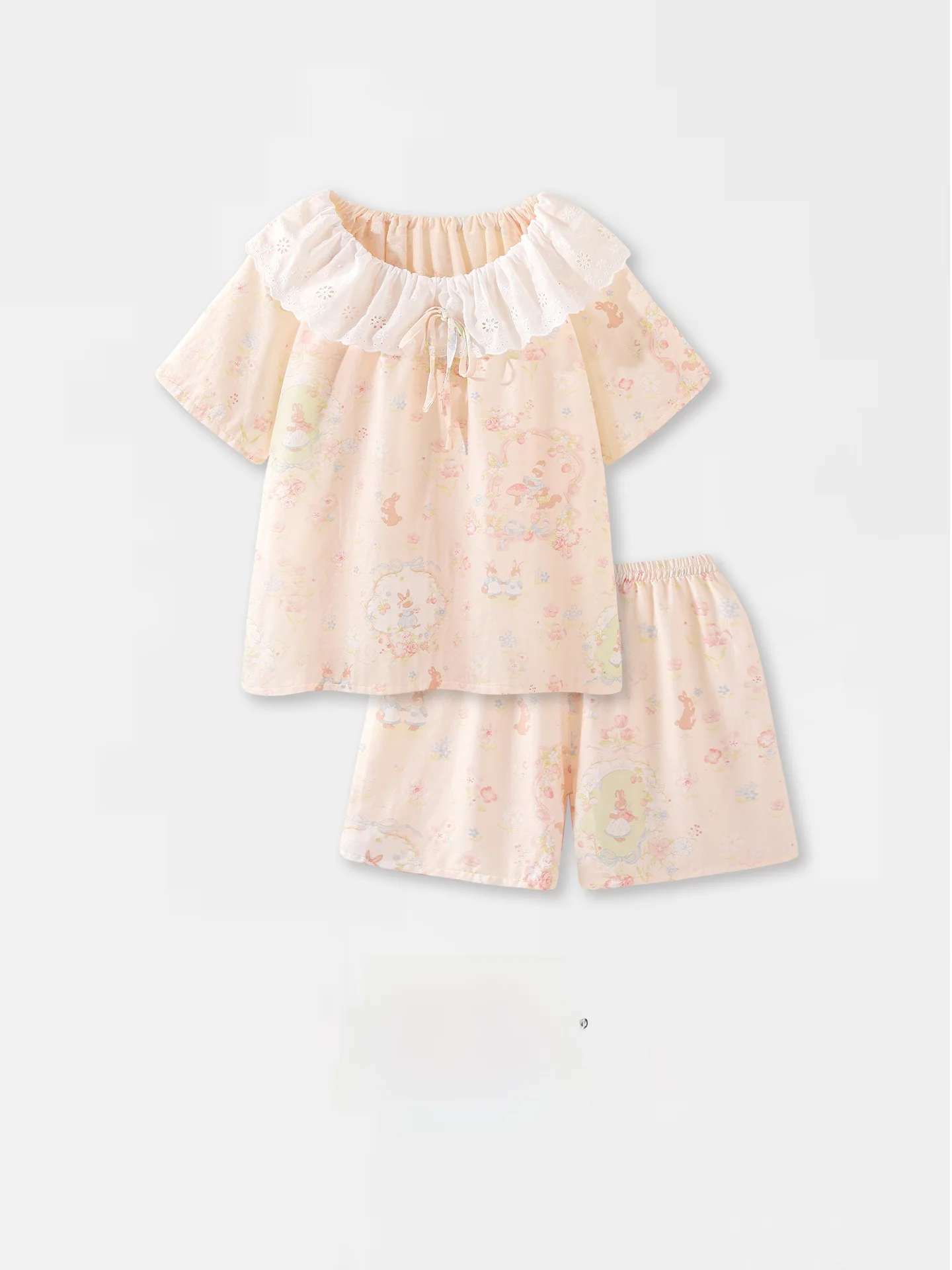 sweet-sister-フィルターサマー新スタイル純綿フランネル半袖女性のパジャマセットホーム服ソフトで快適な