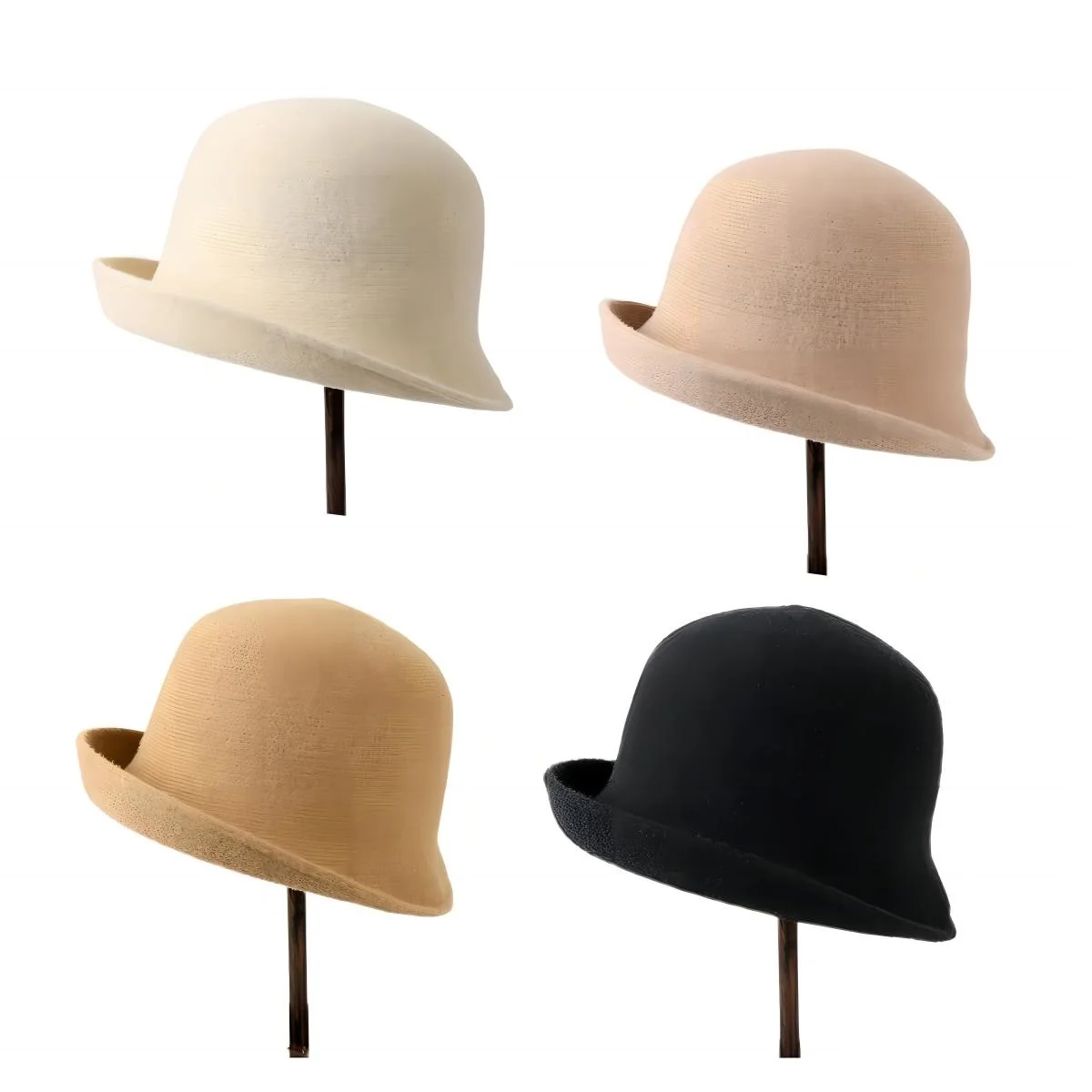 Japanese Crimped Basin Hat Fashion Women\'s Knitted Autumn Winter Spring and Summer Sunshade Top Hat Sunscreen Bucket Hat