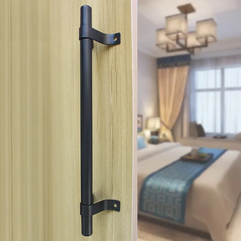 Simple Barn Door Handle Rustic Sliding Door Pull Knob Hardware Black Carbon Steel Heavy Duty Wood Gate Vintage Hardware Pulls
