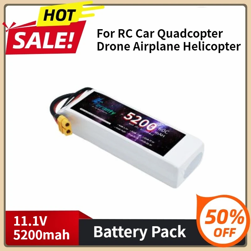 

3S Lipo Battery for RC Car Quadcopter Drone Airplane Helicopter with XT60 Deans T XT90 EC5 11.1V 5200mah 60C Battery