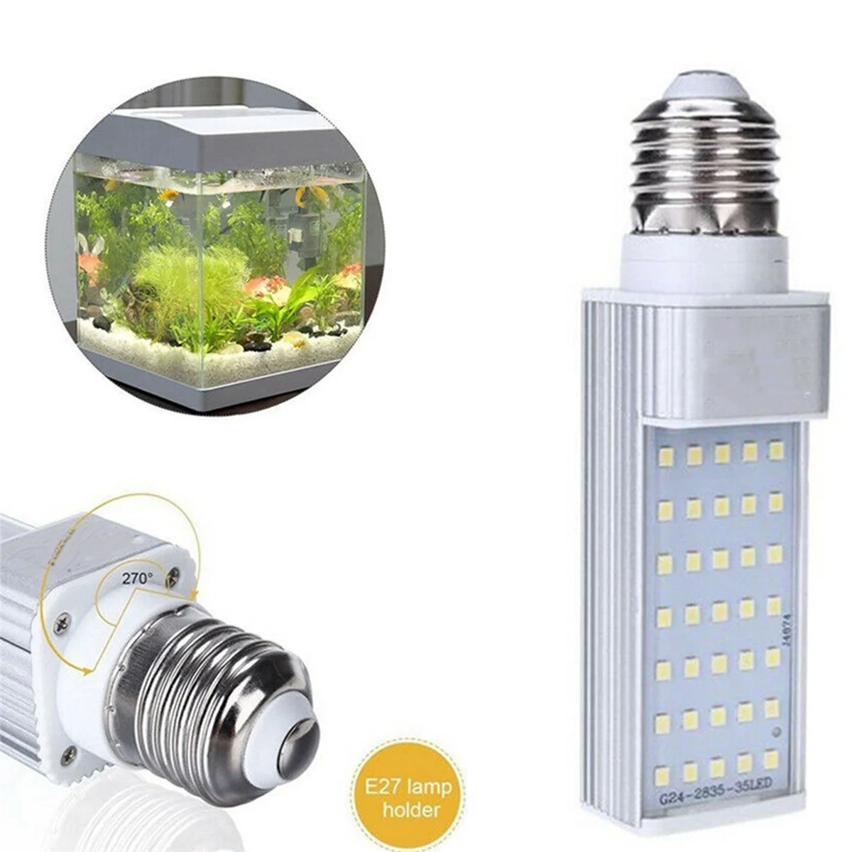 3X Fishpod White Plant Aquarium 7W Grow Light LED Tank Fish Coral Bulb E27 Lamp