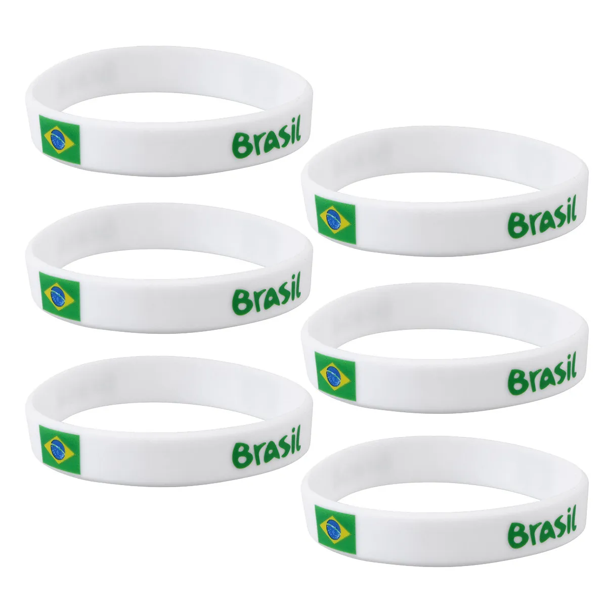 

6Pcs Premium Soft Silicone Country Wristband Flag Printed National Team Bracelet for Soccer Basketball Sports Events Outdoor