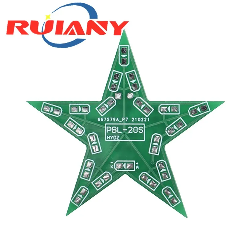 Students Training DIY Kit Five-Pointed Star Breathing Light Gradient LED Light for Christmas Soldering Training Red Green Blue