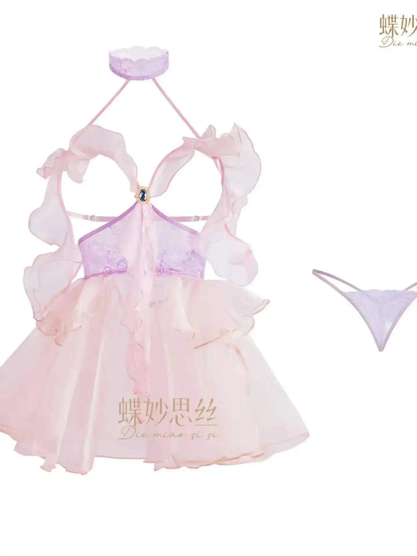 Vestido de princesa hinchado de encaje de ensueño con espalda bonita y cuello Halter, vestido Sexy rosa elegante, Tops de encaje de malla 588P