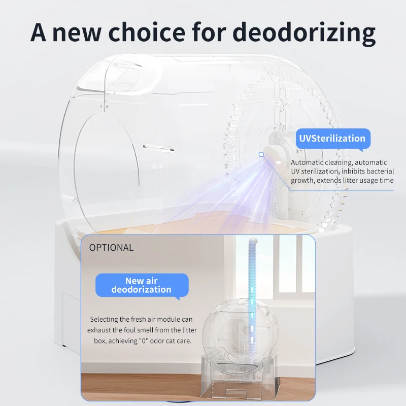 Smart Cat Litter Box Self Cleaning Automatic Cat Toilet 64L APP Control Remove Odor Deodorization Anti-sticking Pet Cat Bedpan