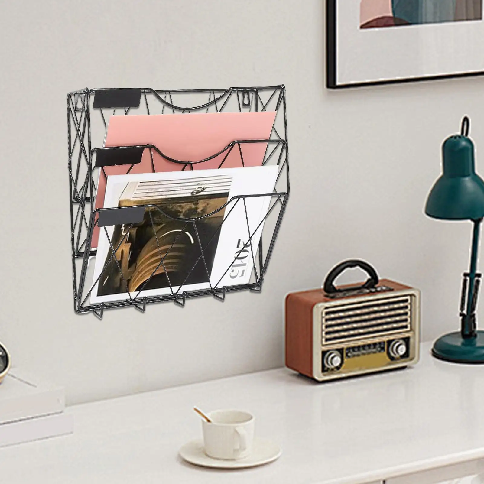 

Wall Bookshelf for Kids Key Hook with Shelf Display Rack Screws Mount for Notebooks Small Items Bedroom Dorm Nursery Apartment