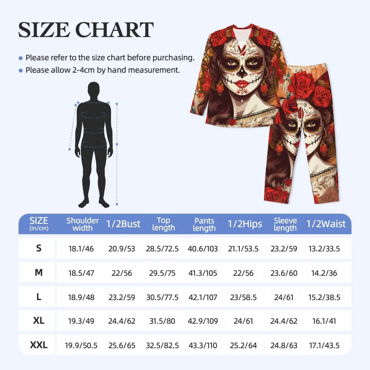 Day Of The Dead Female Long-sleeved Trousers Pajamas for Men Autumn and Winter Homewear Sleepwear Sets