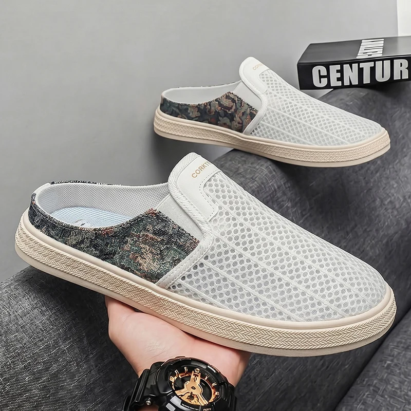 Summer men's perforated mesh slippers breathable outdoor sports and leisure shoes comfortable toe protection sandals slippers view 4
