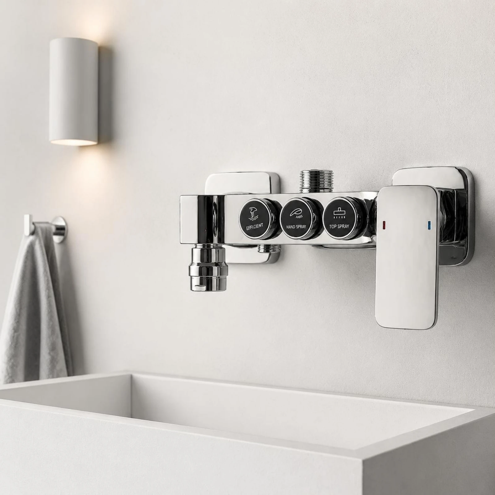 

Wall Mounted Shower Faucet Metal Body Bathroom Mixer Faucet Hot and Cold Shower Tap Threaded Connections Fixed Outlet