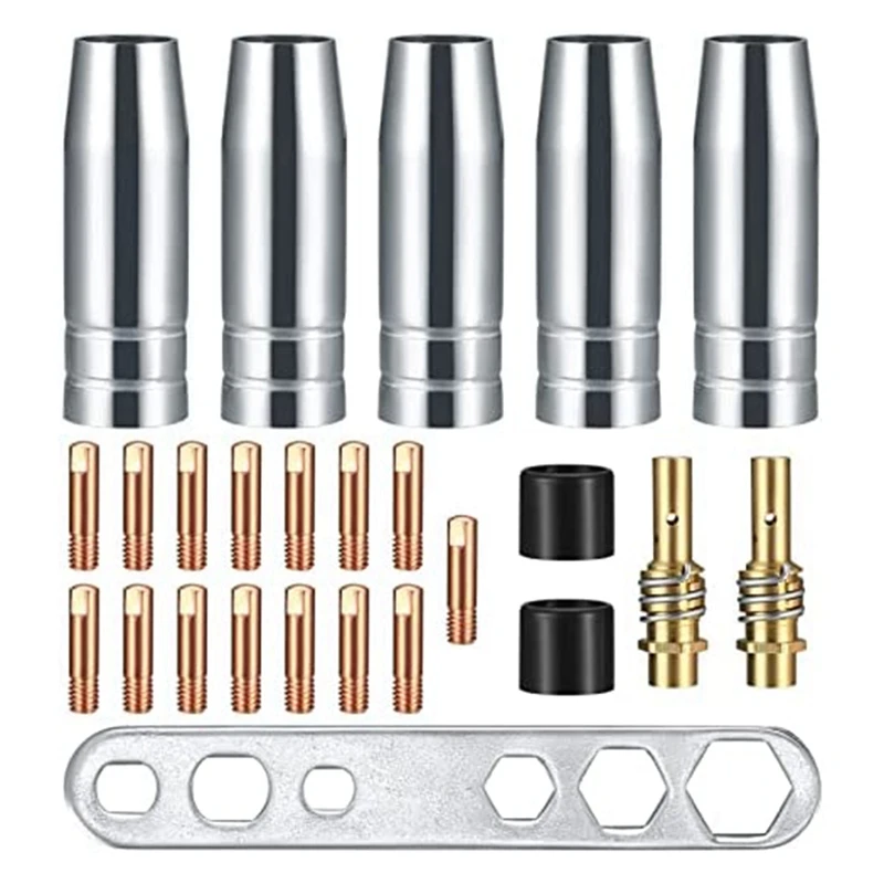 

25Pcs Welding Gunaccessory, Nozzle Contact Nozzle Tips Holder Kit, Welding Torch Accessory For MB15 15AK Welding Torch