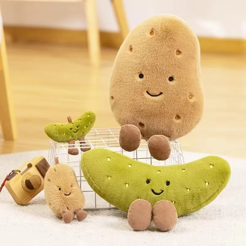 New Jelly Cat Cute Cartoon Doll Figure Little Potato Pillow Toast Bread Cucumber Doll Food Toy Stuffed Villus Decor Toys Gift