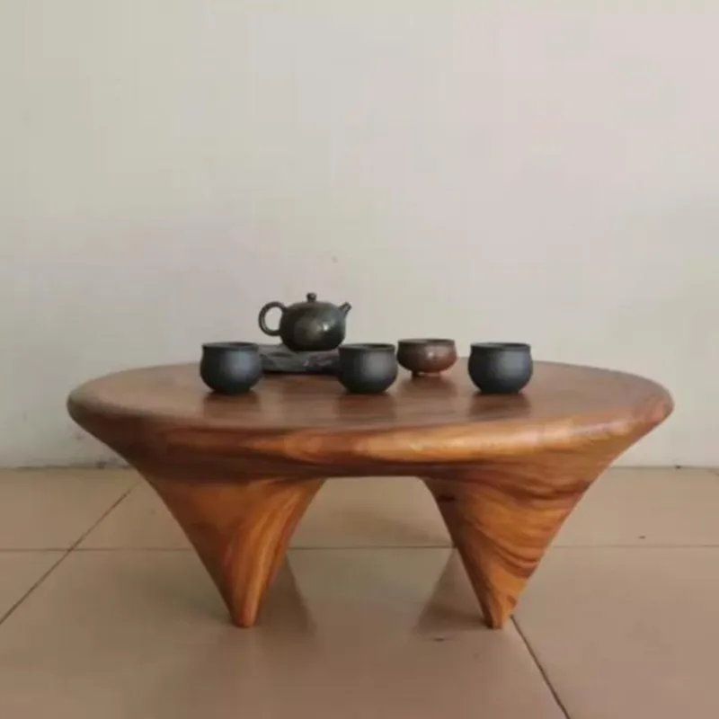 OLEVO Solid Wood Tatami Coffee Table Low Table Japanese Zen Retro Log Pier Coffee Table Small Coffee Tables Tea Table Furniture