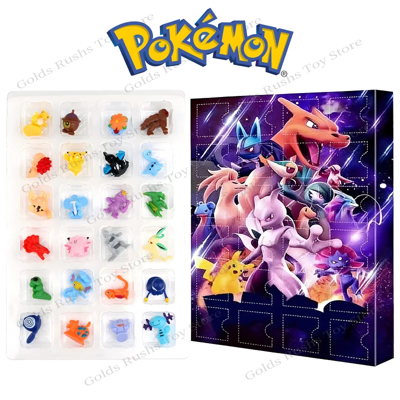 24Pcs/Set Pokemon Christmas Advent Calendar Box Anime Figures Pikachu Charizard Random Collection Toys for Children Xmas Gifts