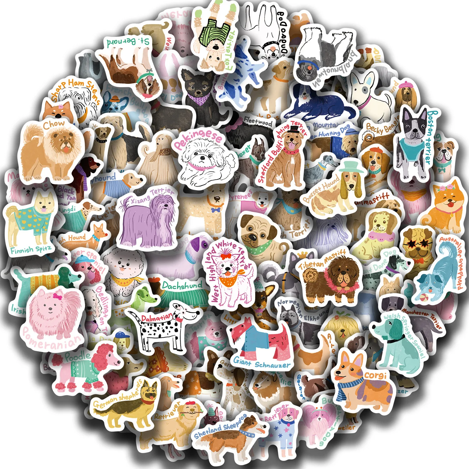 

100/200/300PCS Cute Dog Series Graffiti Stickers Phone Laptop Computer Pad Decal Cup Stationery Luggage Waterproof Small Sticker