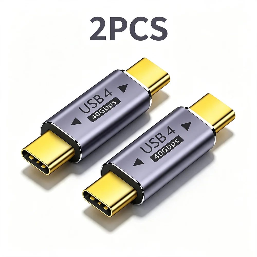 NNBILI 2 Stück USB4.0 40 Gbit/s Adapter 90 Grad rechtwinklig USB Typ C Stecker auf Buchse Adapter 100 W schnelles Laden für Laptops MacBook