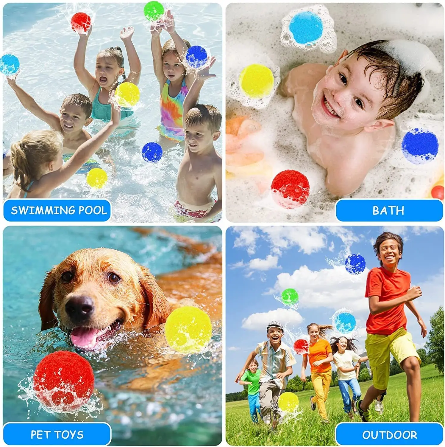 Balões de água esponja reutilizáveis, Algodão Splash Brinquedos para Piscina, Praia, Jogos de Natação ao ar livre Verão, 30pcs