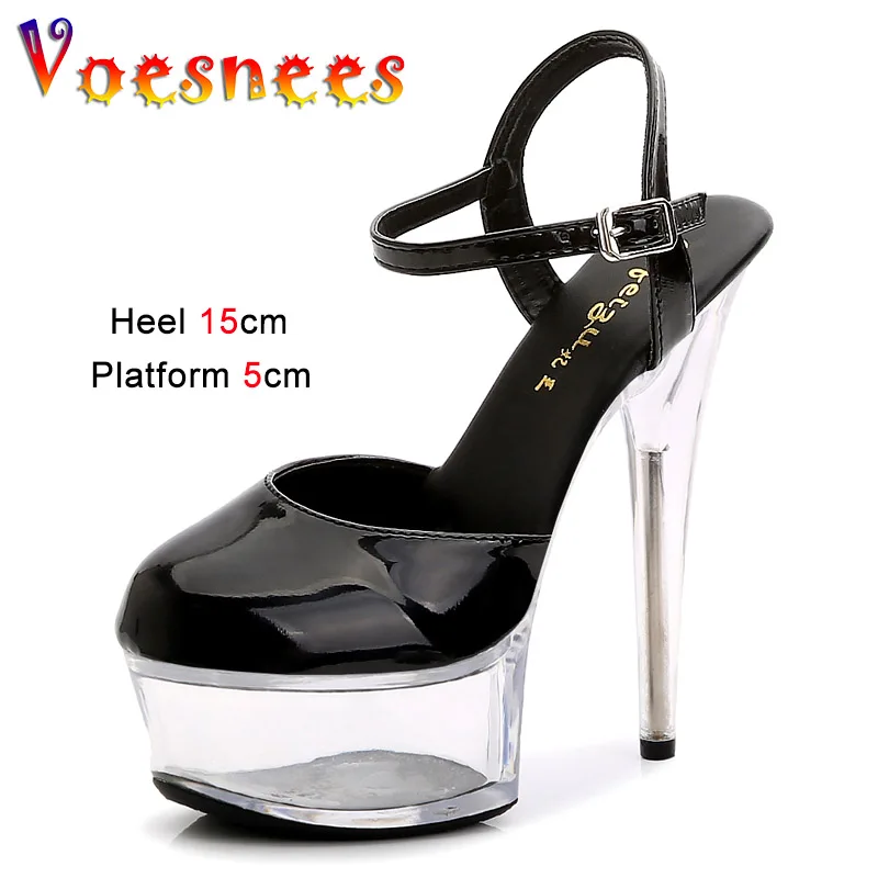 15CM Transparent Stiletto Party Sandals Crystal Waterproof Platform Model Walk Show Shoes 2023 Summer New Women Ultra High Heels