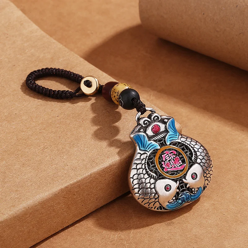 Fashion Colored Enamel Carp Double Fish Keychain For Men Women Lucky Gift Blessing Money Bag Car Pendant Female Popular Jewelry