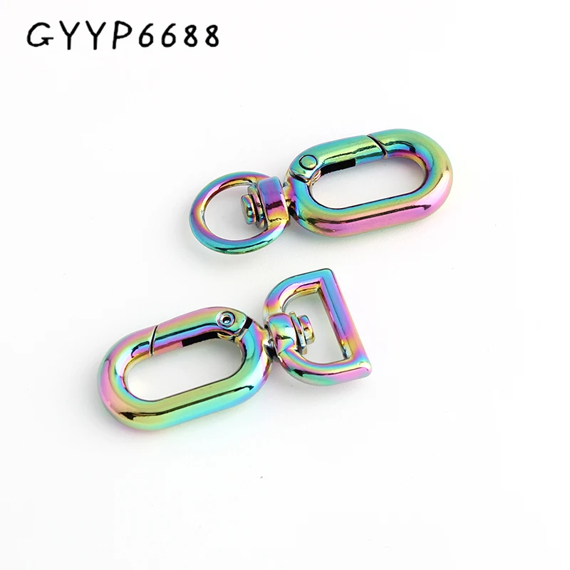 10-50-100pcs 10mm 12mm 2 sizes Rainbow D tail Luggage hardware snap hook metal buckle metal lock buckle strap buckle Bags