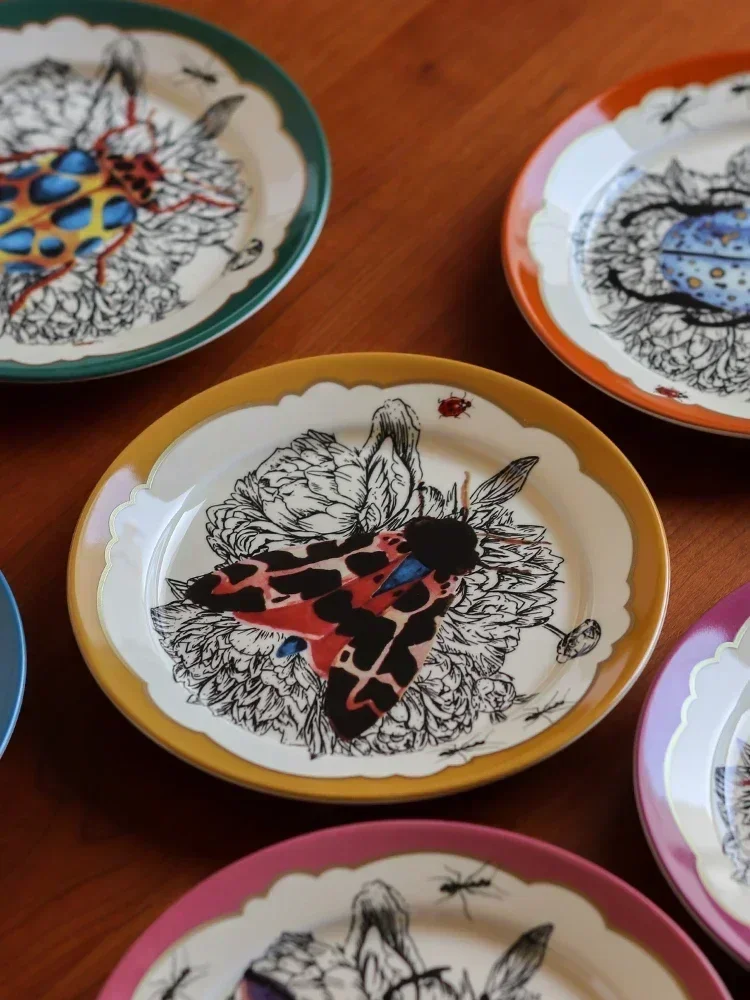 British designer insect series ceramic and dishes, niche design, personalized creative Western dinner plates