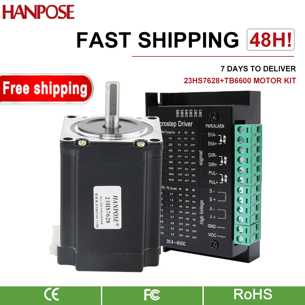 

Шаговый двигатель HANPOSE NEMA23, а, Н. См, 57 дюймов, 23HS7628 с контроллером драйвера TB6600 для 3D-принтера