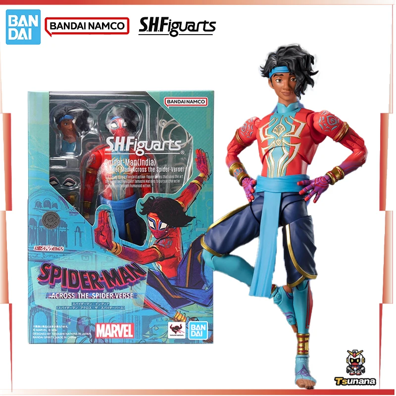 

Bandai Original Genuine Figure Spider-Man：Across The Spider-Verse Model Kit SHF Spider Man India Action Figure Collection Model
