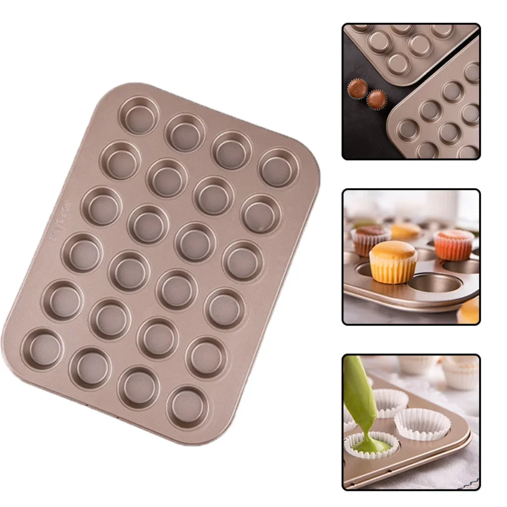 

Enipate 24 Cup Mini Bundt Pans Mould Tray Baking Small Cupcake Mold Non Stick Gold Muffin Trays Muffin Cheesecake Cup