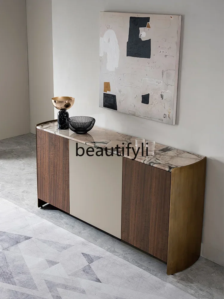 Italian light luxury marble dining side cabinet modern minimalist double door locker living room furniture