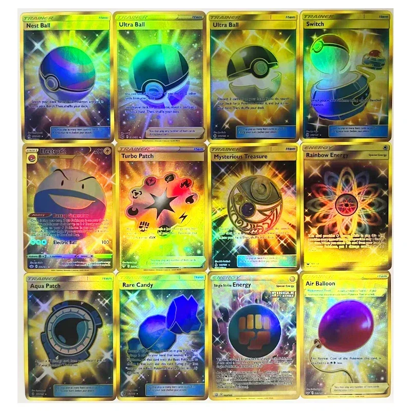 54pcs English Mew UR Gold Cards Refraction Process Toys Hobbies Hobby Collectibles Game Collection Anime