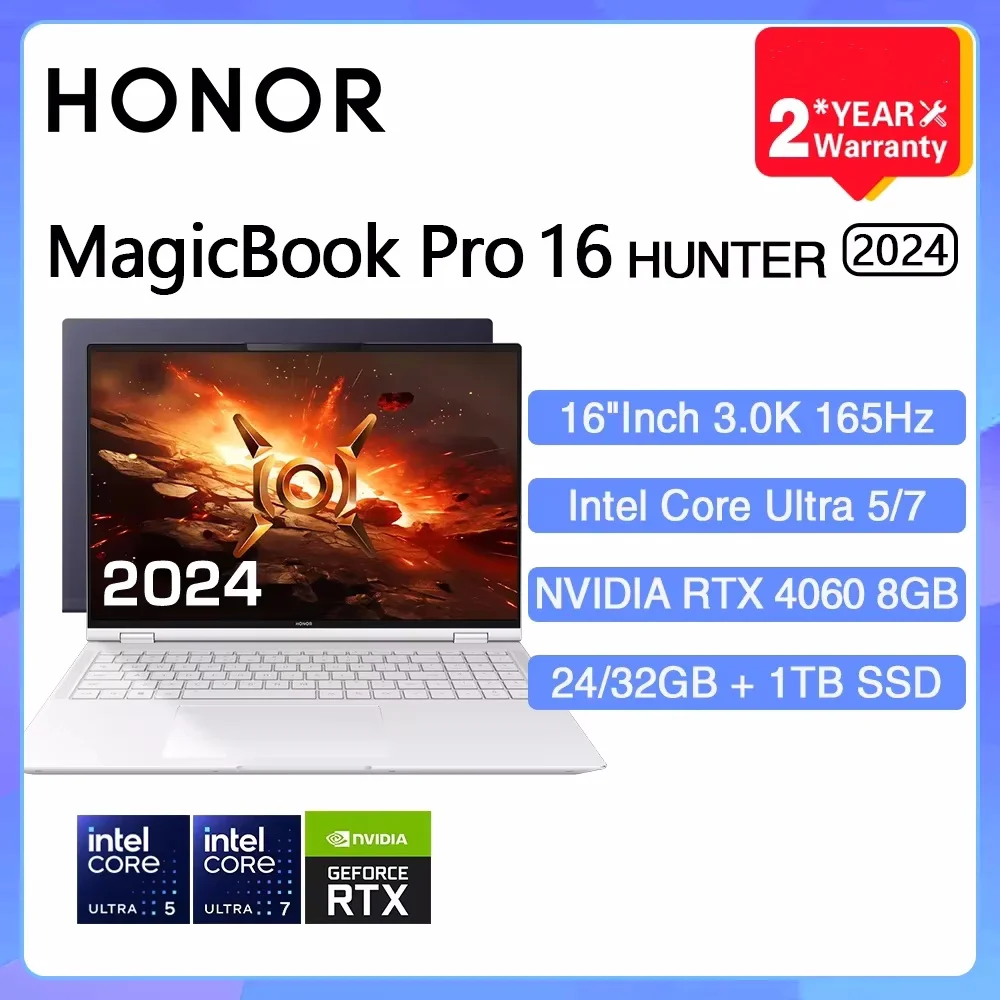 HONOR MagicBook Pro 16 HUNTER 2024 Laptop da gioco Intel Ultra 5 7 NVIDIA RTX 4060 24 32GB 1TB 16 