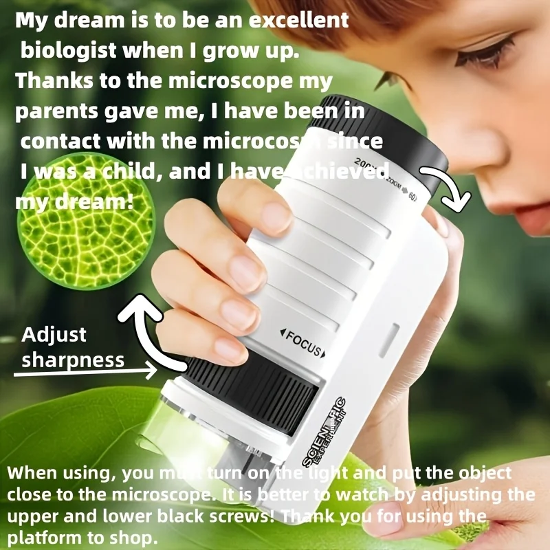 Handheld Microscope Kit Lab  Home School Biological Science Educational Toys For Children Birthday Gift