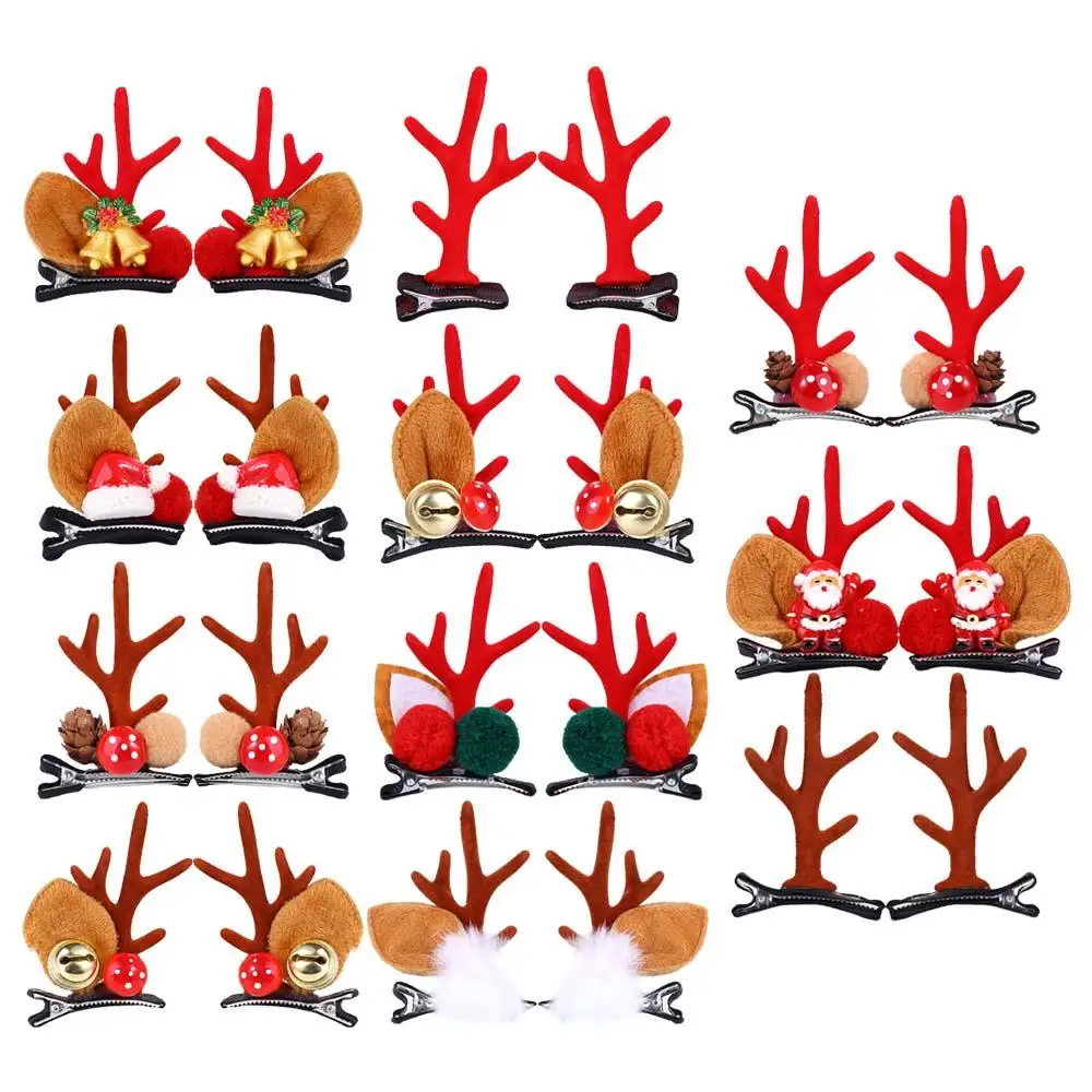 Fashion Cute Antler Hairpin Snowman Santa Claus Retro Hair Claw Merry Christmas Headdress Xmas Ornaments Kids Gifts