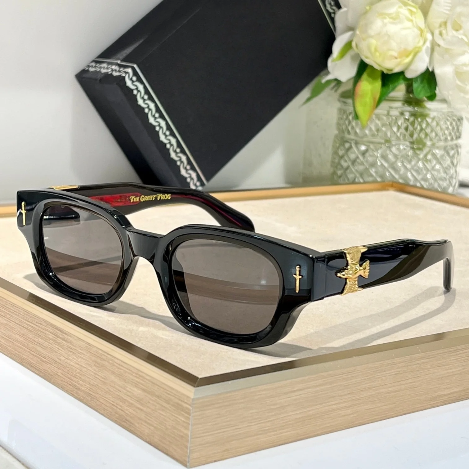 GFSN 004 Retro Handcrafted Classic Lunette Soleil Femme Rectangle Acetate Original Brands High Quality Outdoor Men's Sunglasses