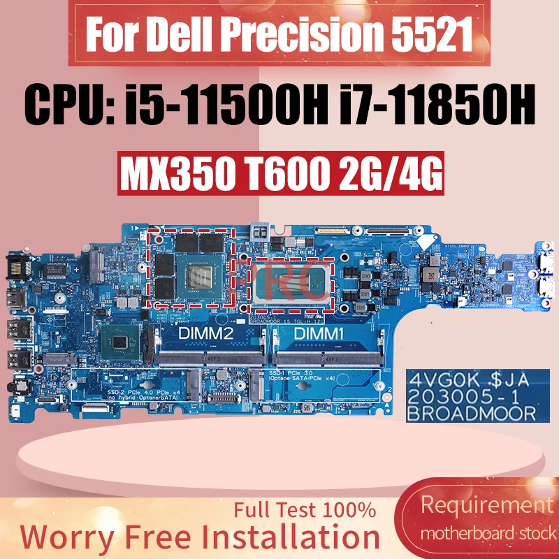 

203005 -1 для Dell Precision 5521, материнская плата для ноутбука i5-11500H i7-11850H MX350 2G T600 4G 0TXGC1 0M8317 0HP50D, материнская плата для ноутбука