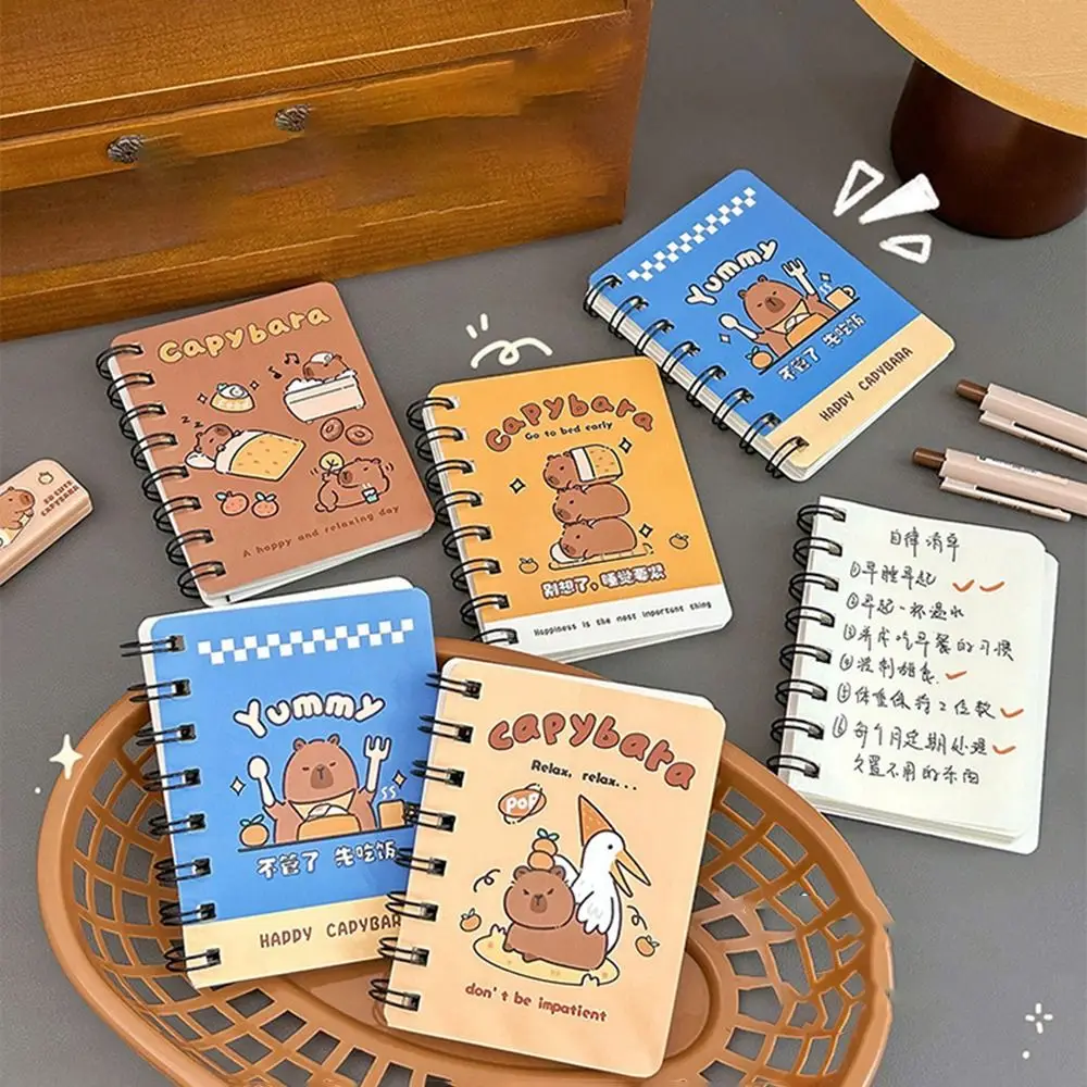 Cute Capybara Coil Book Creative 180 Degrees Cartoon Notebook Thickened Inner Pages Multifunction Error Word Book Student