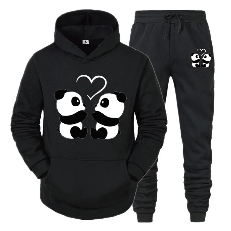 Fashion Cute Animals Pattern Women Track Suits Sports Wear Jogging Suits Ladies Hooded Tracksuit Set Clothes Hoodies+Sweatpants