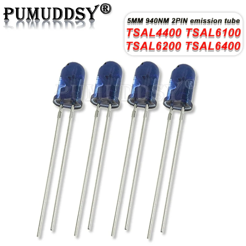 10PCS 940NM 2PIN Infrared Emission Tube Diode EMITTER IR 3mm 5mm TSAL4400 TSAL6100 TSAL6200 TSAL6400 4400 6100 6200 6400