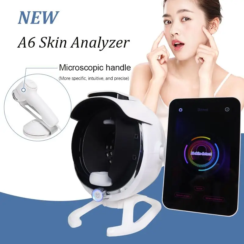 Bitmoji 3D skin analyzer Big Screen A6 Magic Mirror Skin Analyzer Machine Facial Skin Analysis With Handheld Skin Microimager