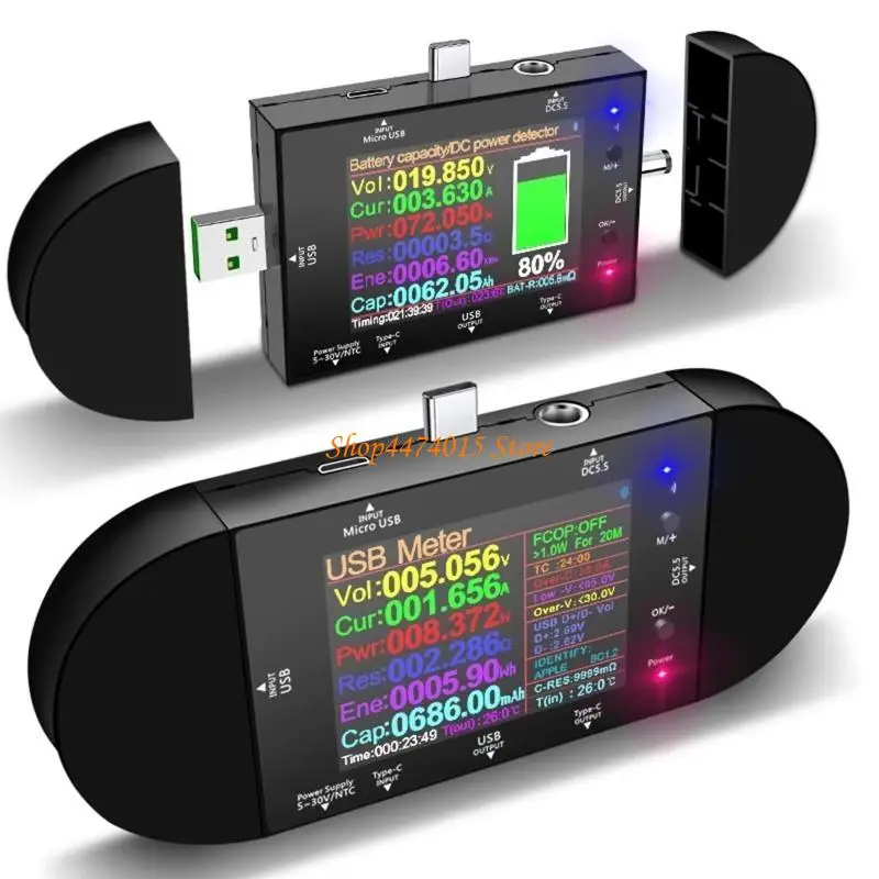 K1AA UD24 USB-тестер Type-C 2,4 "DC5.5 Цифровой амперметр вольтметрового мощного банка детектор напряжение PD Триггер