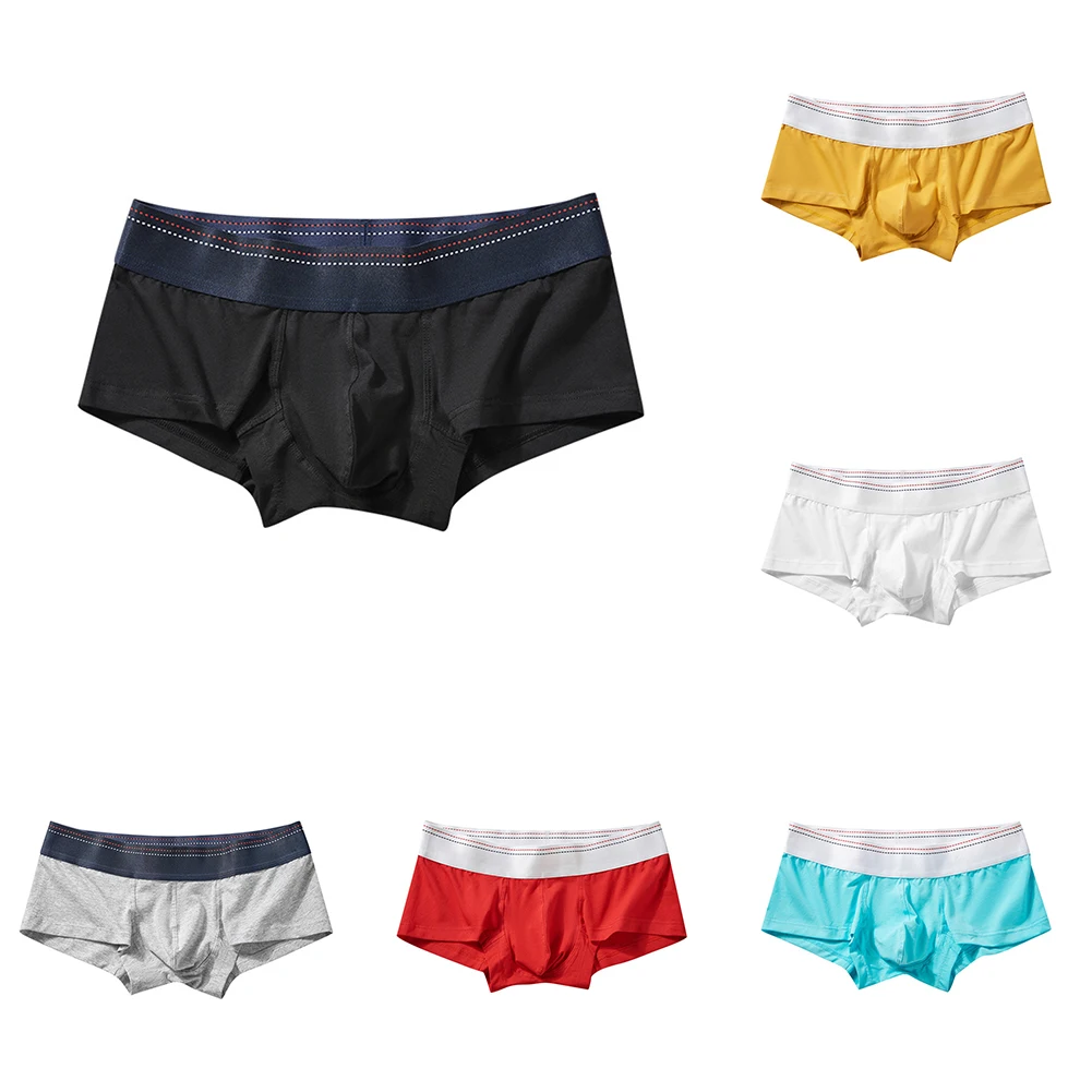 Short en coton sexy en forme de U pour homme, sous-vêtement élastique, culotte en poudre sans couture, solide, taille basse, slip de synchronisation