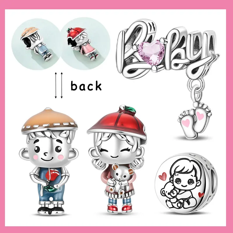 Characters and Friendship Beads Dopamine Girl with Sports Boy Charm Bracelet Fit 925 Silver Women's Necklace DIY Jewelry Gift