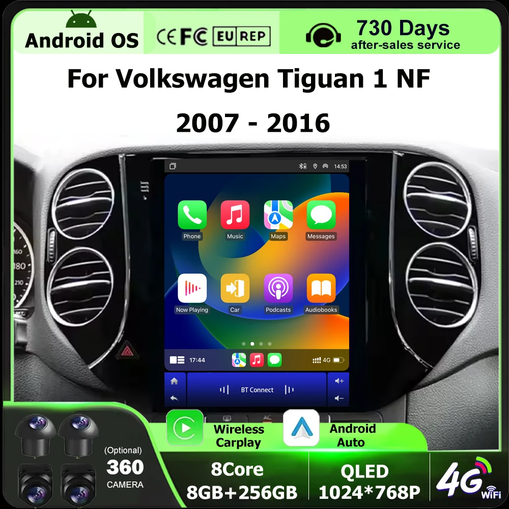 Wireless Carplay For Volkswagen Tiguan 1 NF 2007 2008 2009 2010 - 2016 Android 16 Auto Car Radio Multimedia Video Player 4G WIFI