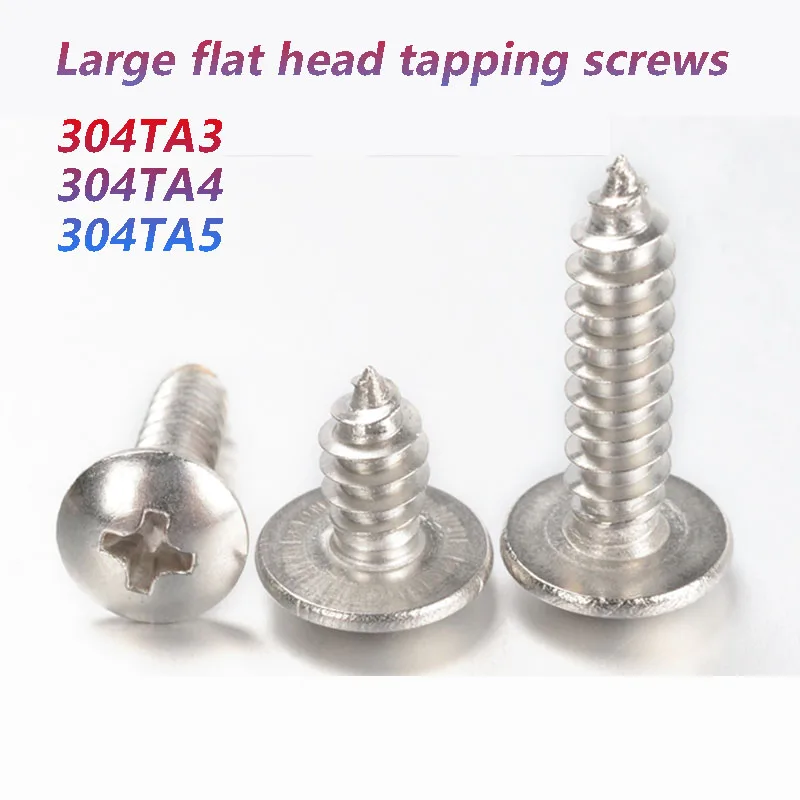 

10-100Pcs/Set M3 M4 M5 304 Stainless Steel Self-Tapping Truss Screws Round large Flat Round Head Cross Mushroom Phillips Screws