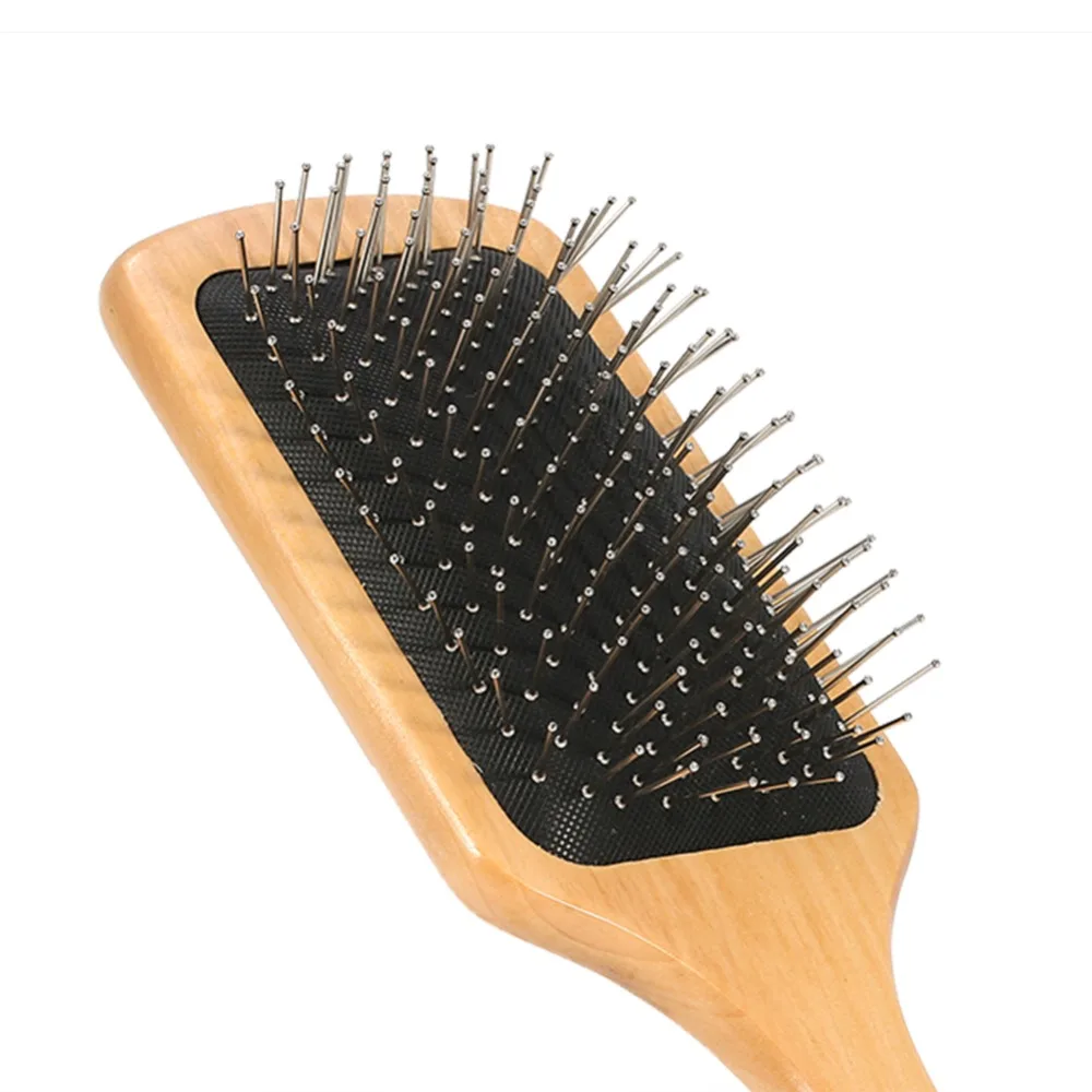 

Wood Steel Needle Scalp Massage Comb 25cm x 8cm Ergonomic Handle Massage Hairbrush Anti-Static Design Detangling Hair Care Comb
