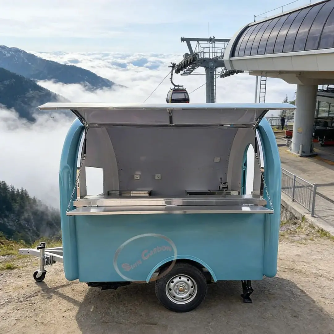 

Настраиваемый прицеп из стекловолокна для пищевых грузовиков, портативная торговая тележка с кухонным оборудованием для продажи фаст-фуда и закусок