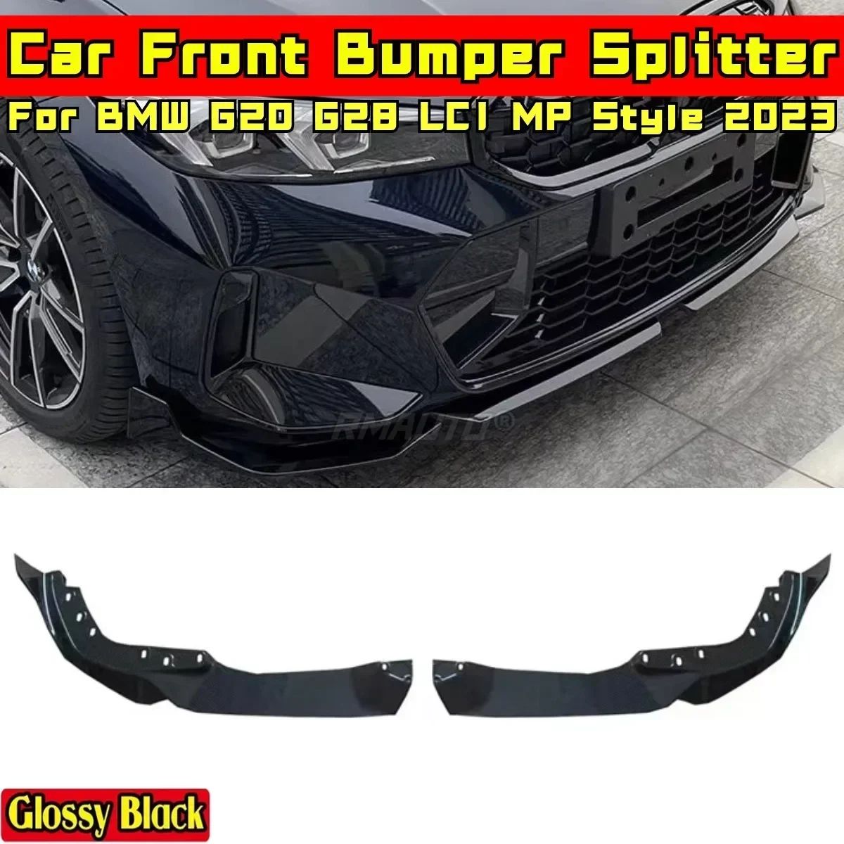 For BMW G20 G28 LCI 2023 Body Kit Front Bumper Splitter Carbon Fiber Look MP Style Rear Bumper Protector Car Accessories