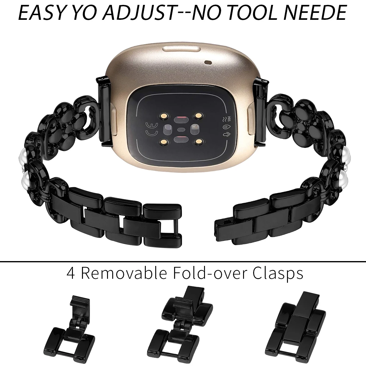 Pulsera de joyería de Metal para Fitbit Versa 3, correa de reloj de repuesto para Fitbit Versa4, accesorios de pulsera