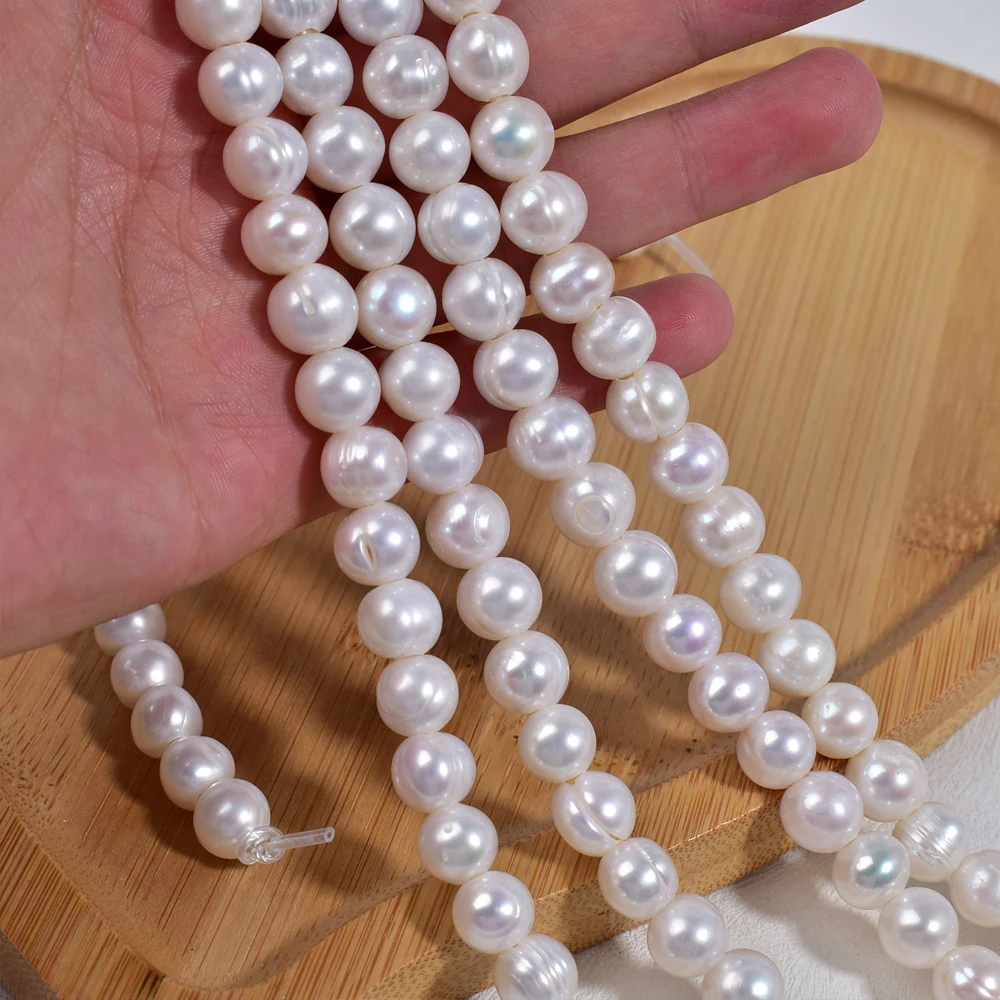 

9-10mm Natural Freshwater Pearls Beads Potato Shape Threaded Pearls Beads for Jewelry Making DIY Necklace Bracelet Accessories